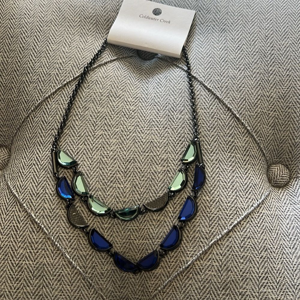 NWT Coldwater Creek Jewelry Collection double layer Crescent Halfmoon necklace
